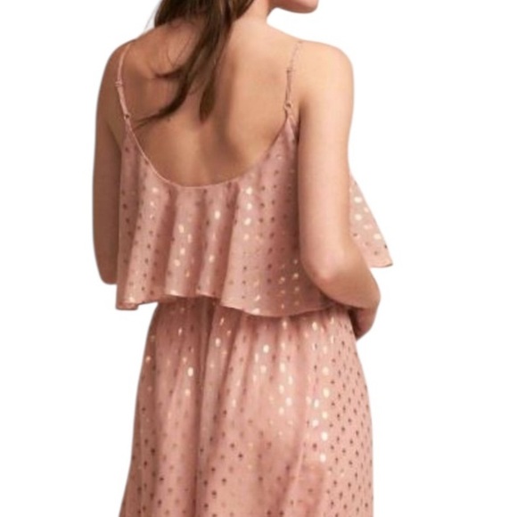 Anthropologie BHLDN Metallic Dots Paris Maxi Dress Gown Pink Size S - Picture 2 of 11